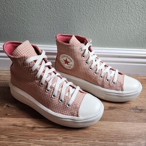 Women's Converse Chuck Taylor Move High Top Platform Checkered Sneakers Size 8